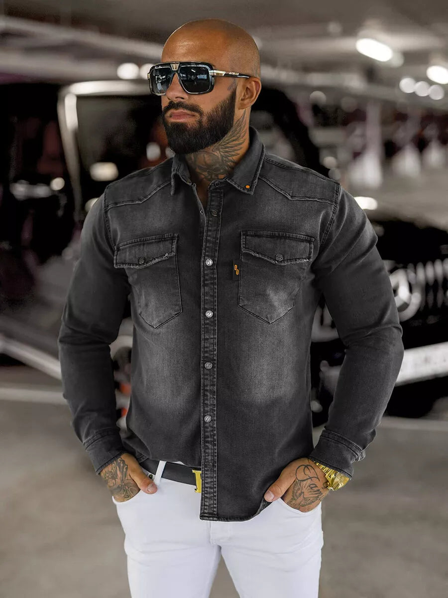 Men's denim gray shirt