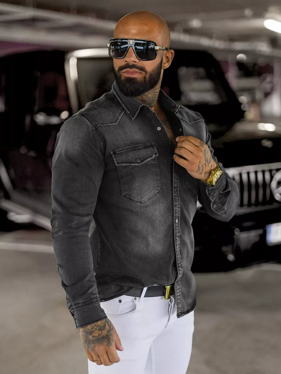 Men's denim gray shirt