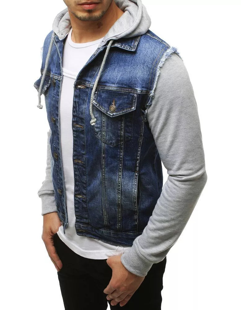 Men's denim jacket with hood Ketan