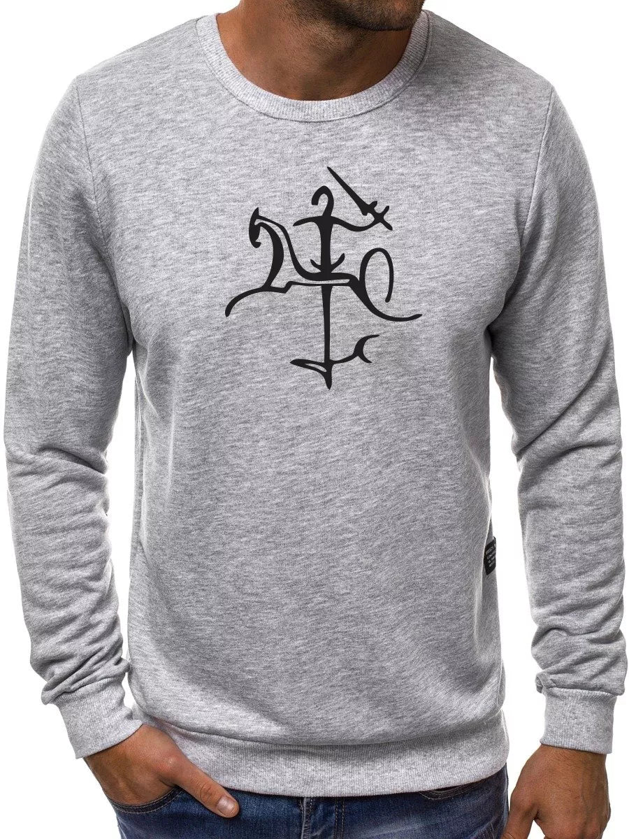 Men's light gray sweater with Vytis styling