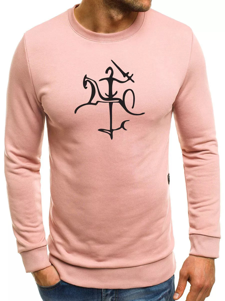 Men's light pink sweater with Vytis styling