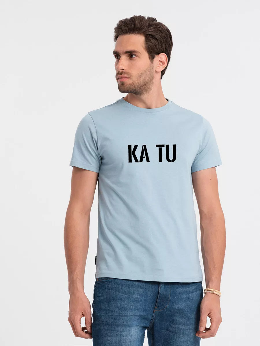 Men's light blue T-shirt WHAT ARE YOU?