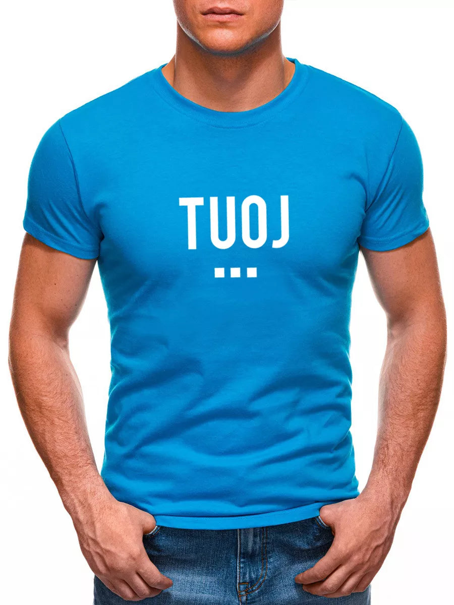 Men's light blue T-shirt NOW (white)