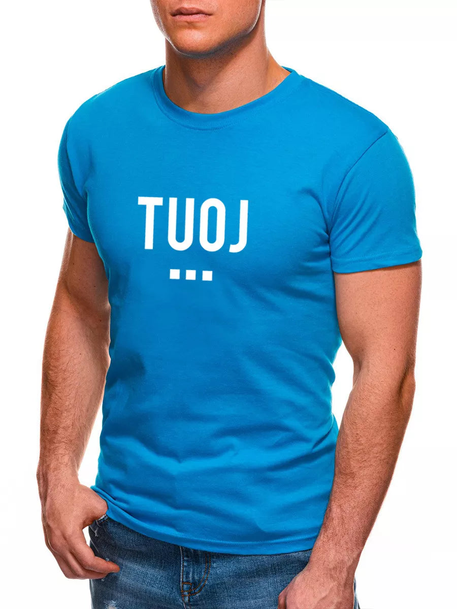 Men's light blue T-shirt NOW (white)