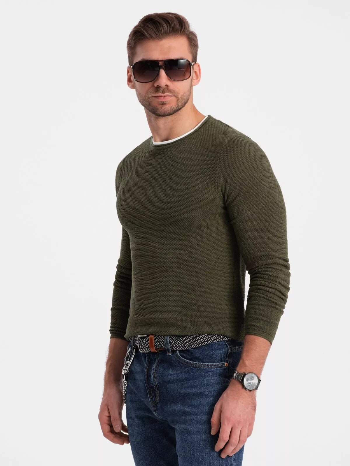 Men's khaki sweater Dinoro 