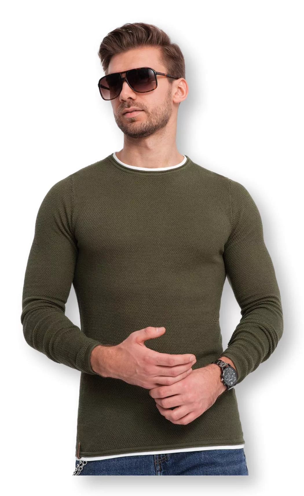 Men's khaki sweater Dinoro 