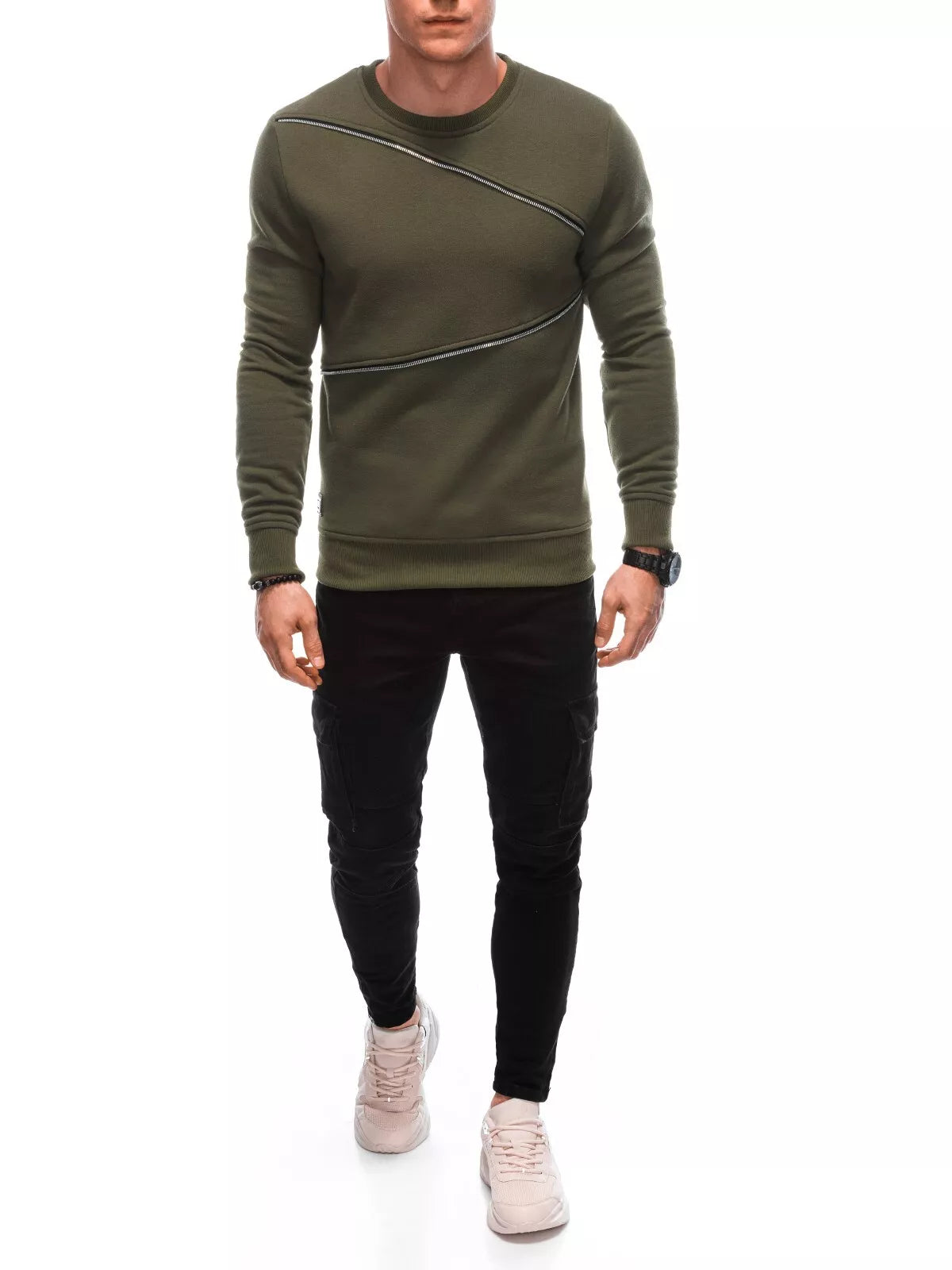 Men's khaki zipper sweater