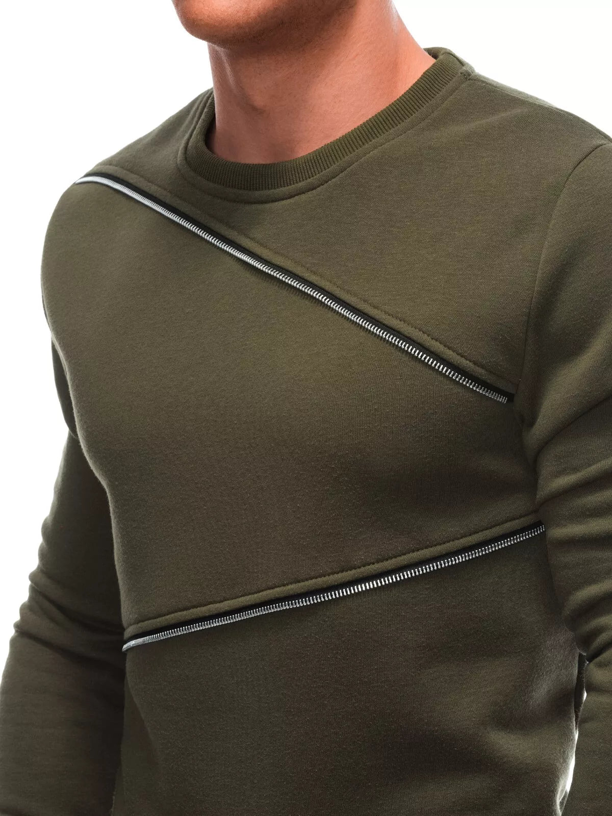 Men's khaki zipper sweater