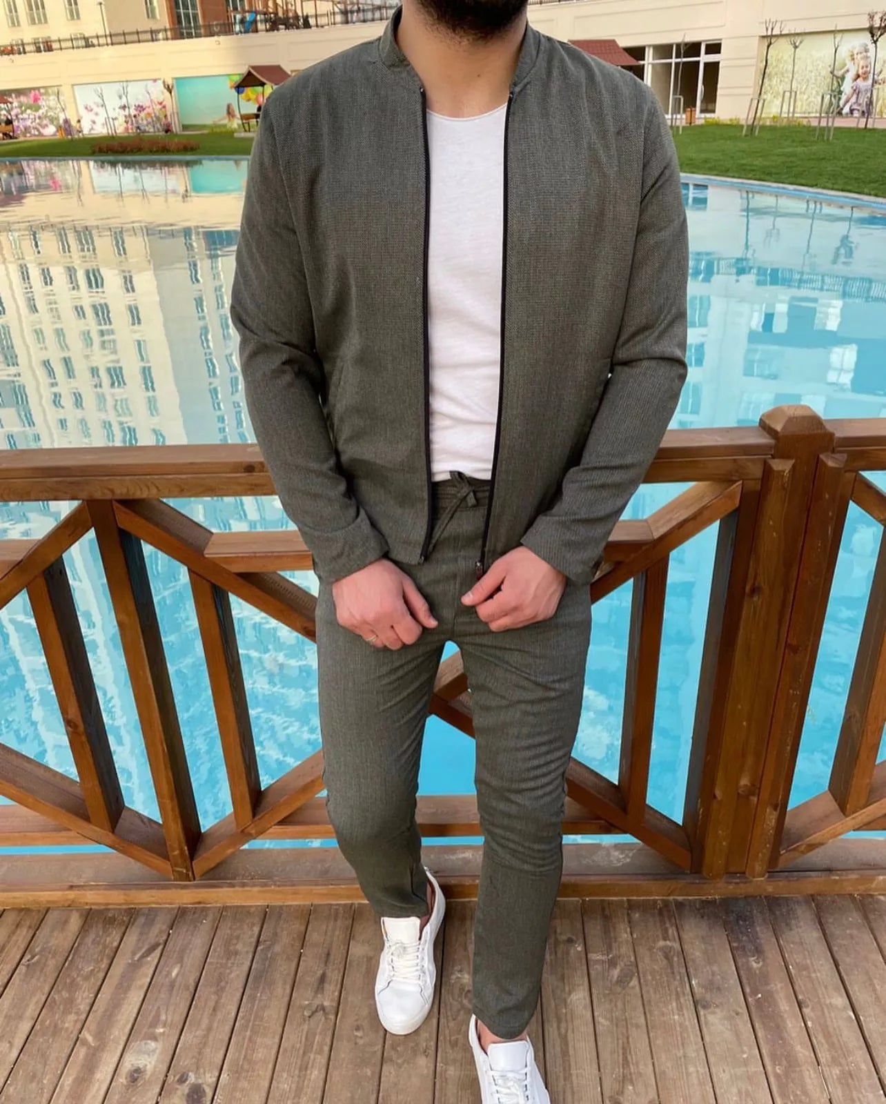 Men's khaki lightweight fabric suit Miron