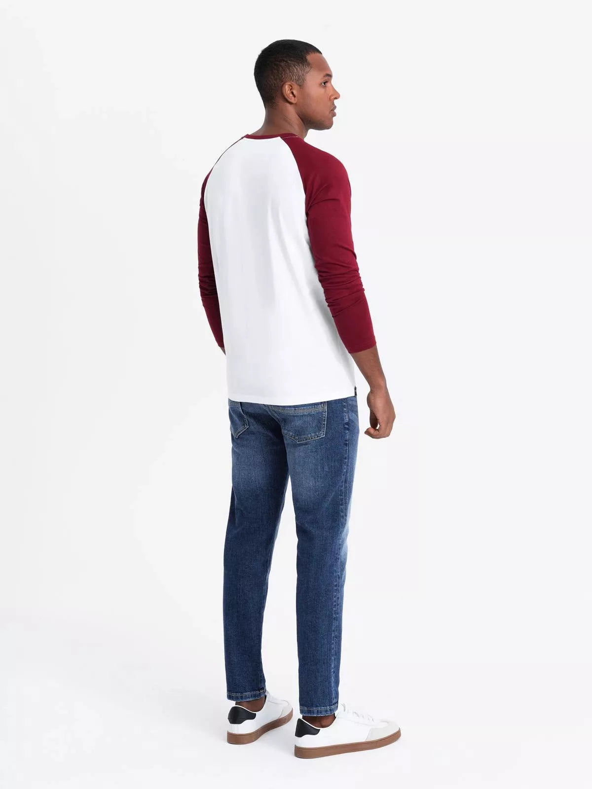 Men's white/burgundy long-sleeved T-shirt Artur