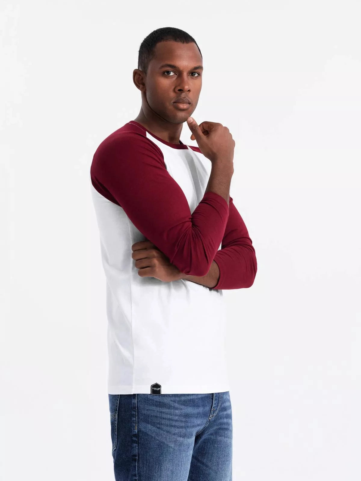 Men's white/burgundy long-sleeved T-shirt Artur