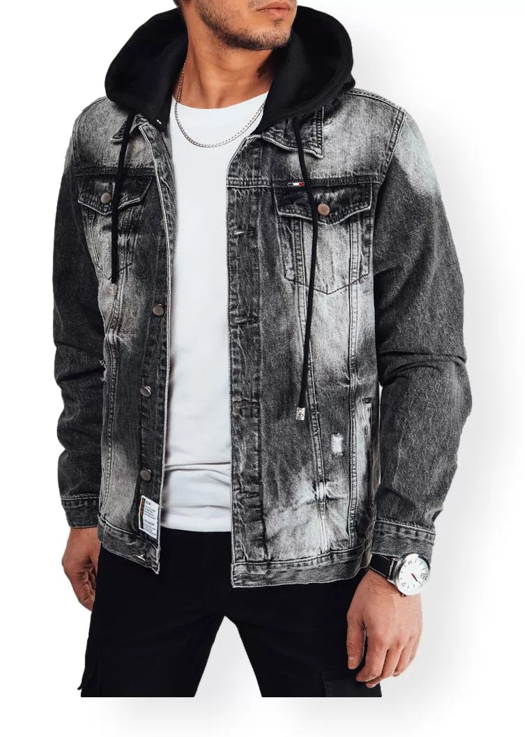 Men's black denim jacket Street