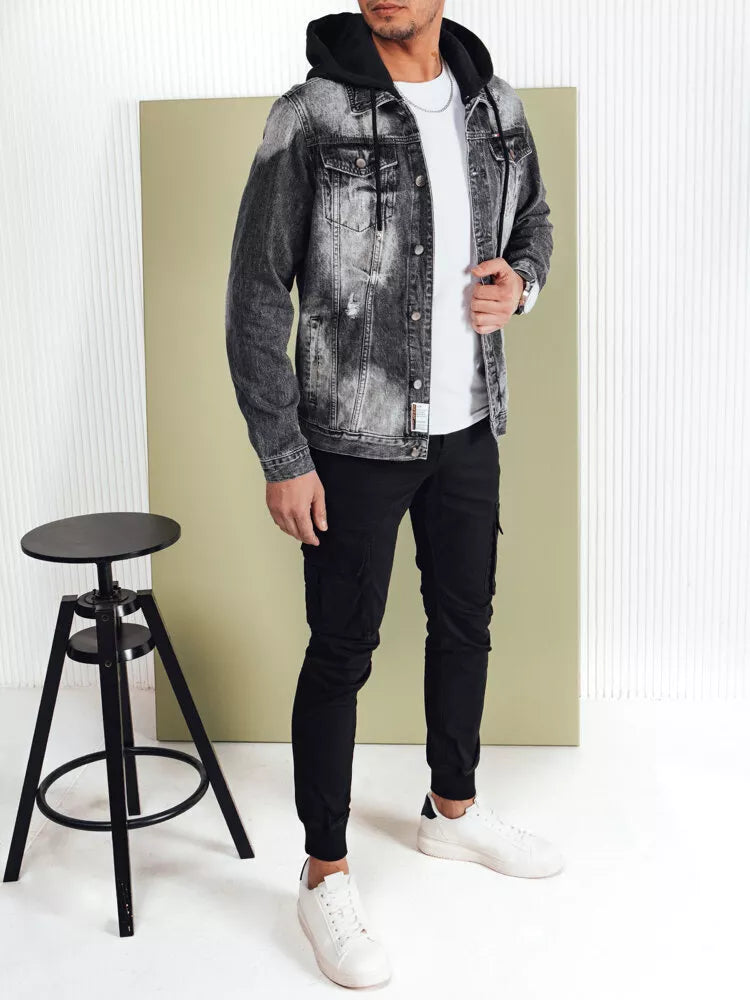 Men's black denim jacket Street
