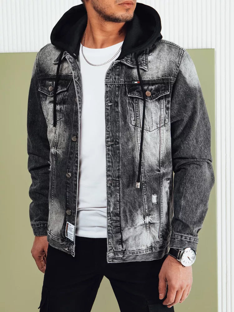 Men's black denim jacket Street