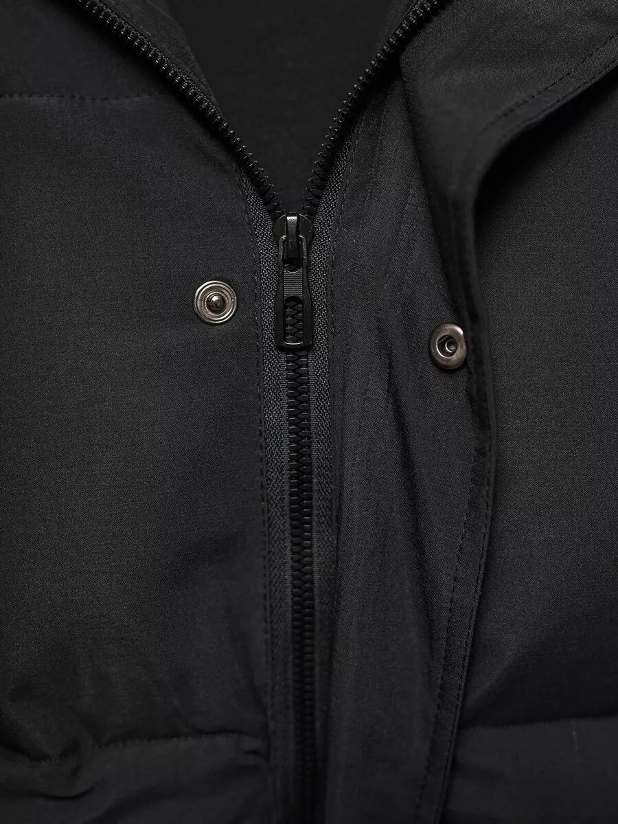 Black men's jacket with brown sleeves Ecru