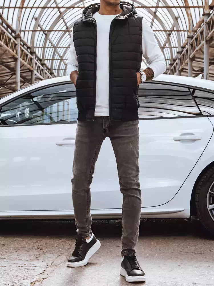 Men's black hooded vest David