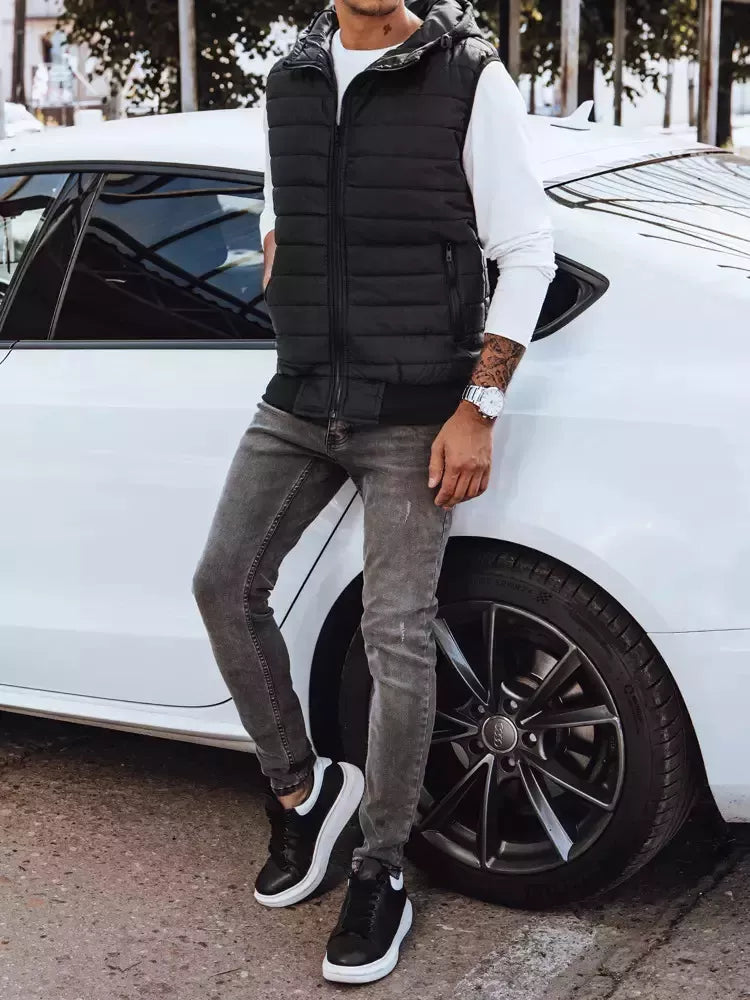 Men's black hooded vest David