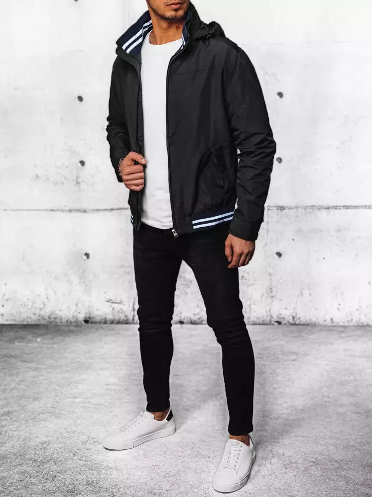 Men's black jacket with hood Nemor