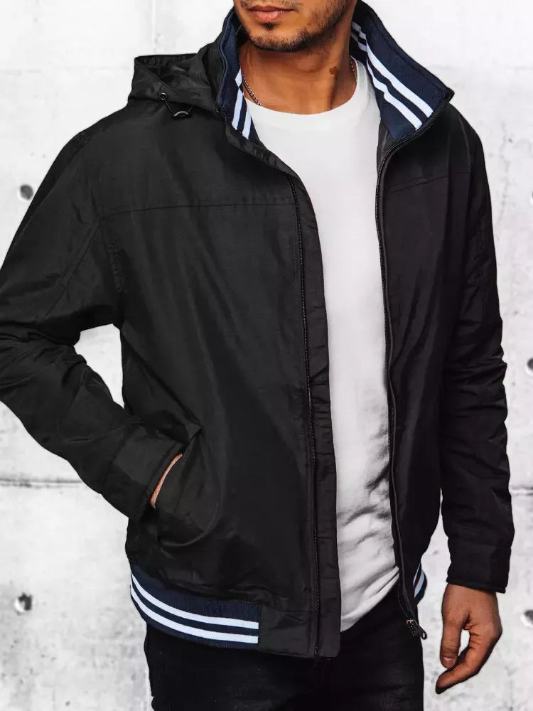 Men's black jacket with hood Nemor