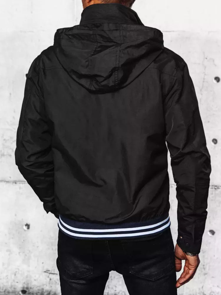 Men's black jacket with hood Nemor