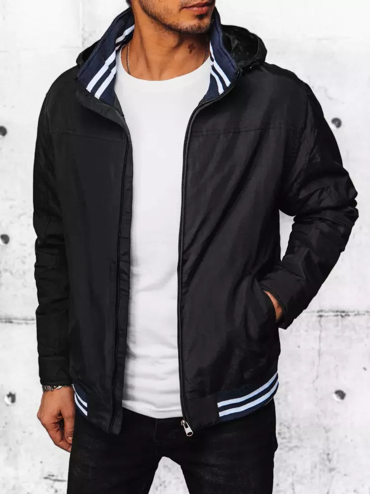 Men's black jacket with hood Nemor