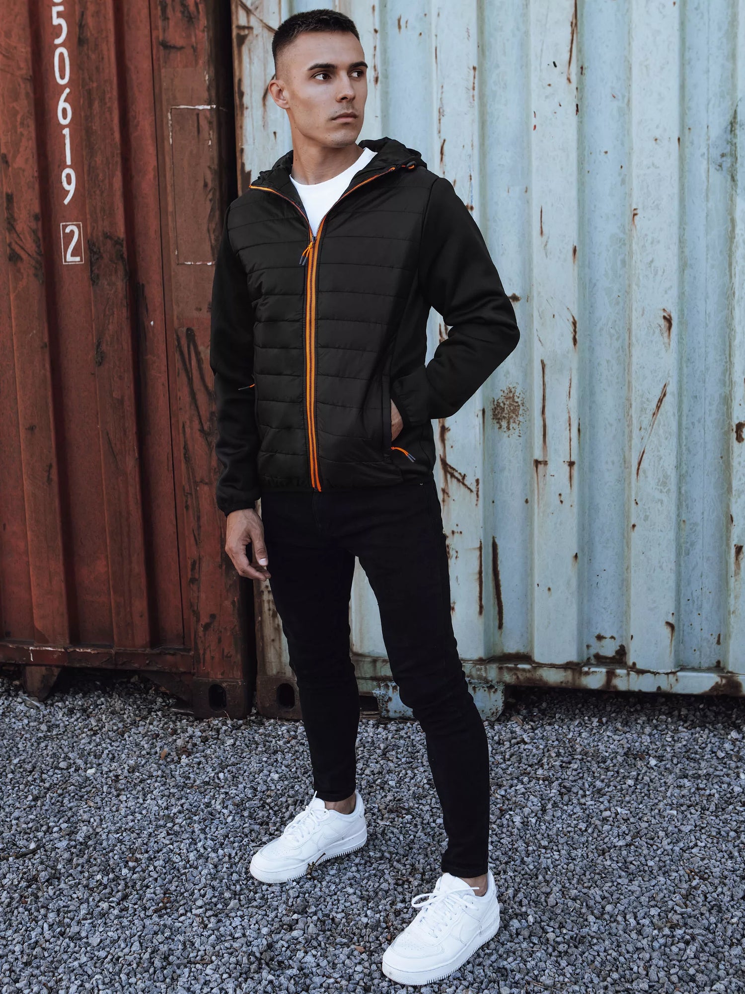 Men's black jacket with orange detail Lucas