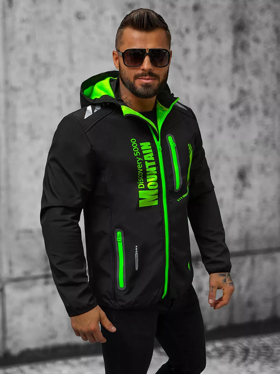 Black men's jacket with green details Ero