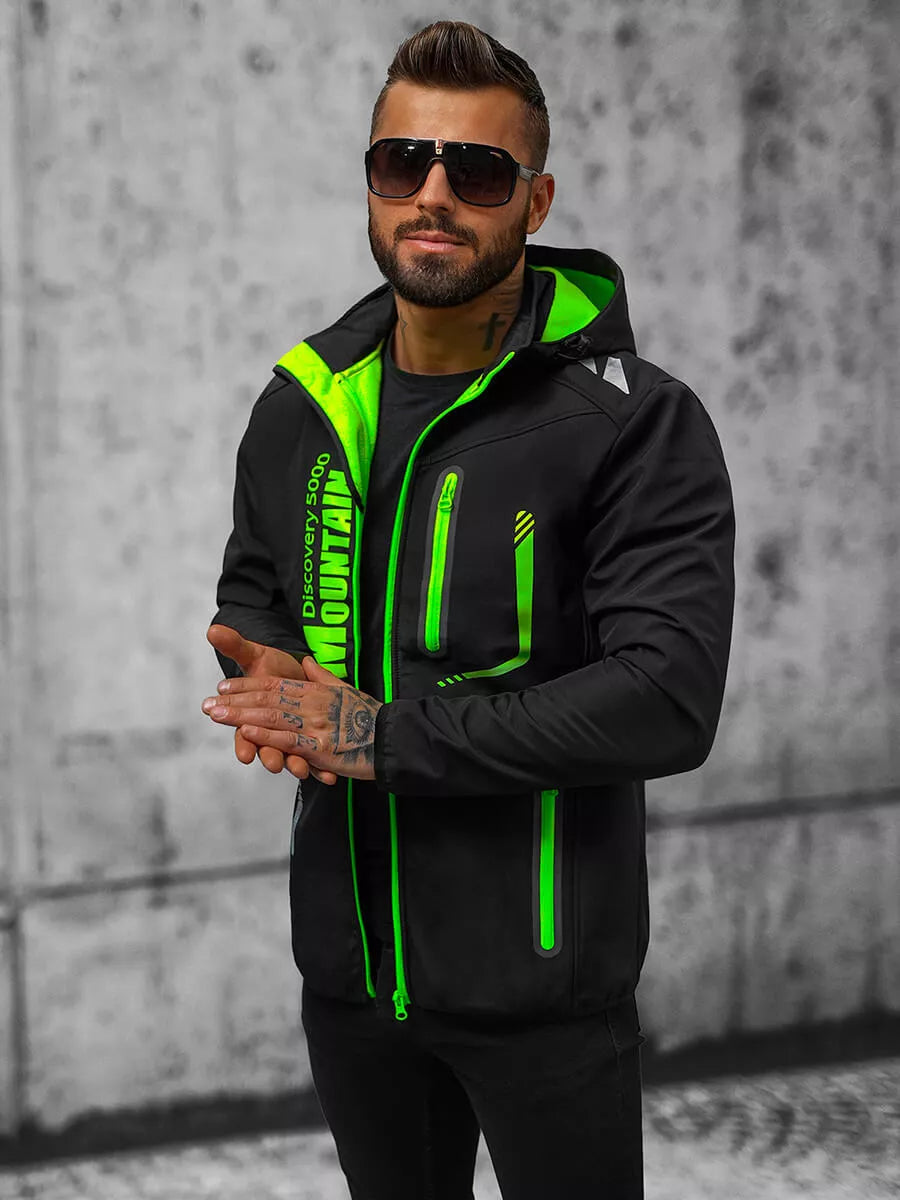 Black men's jacket with green details Ero