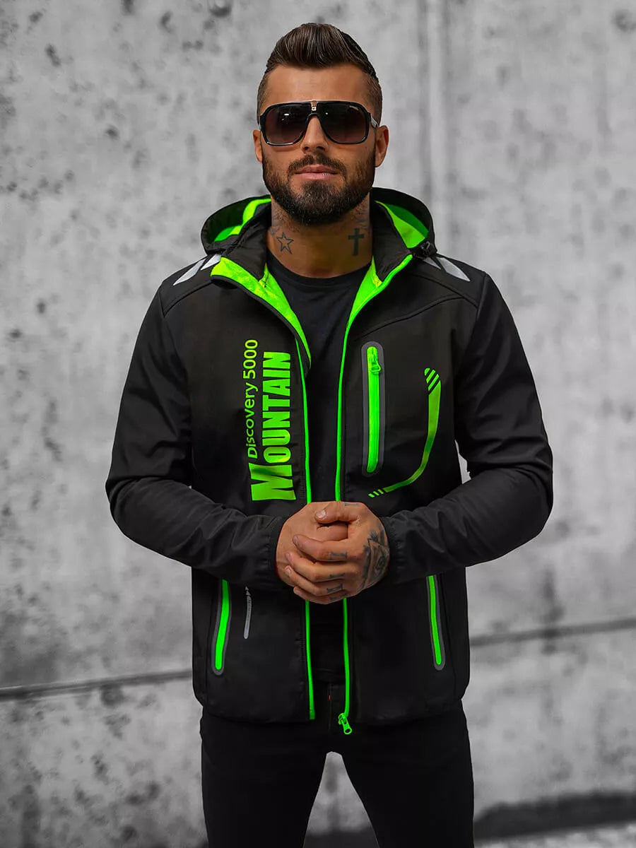 Black men's jacket with green details Ero
