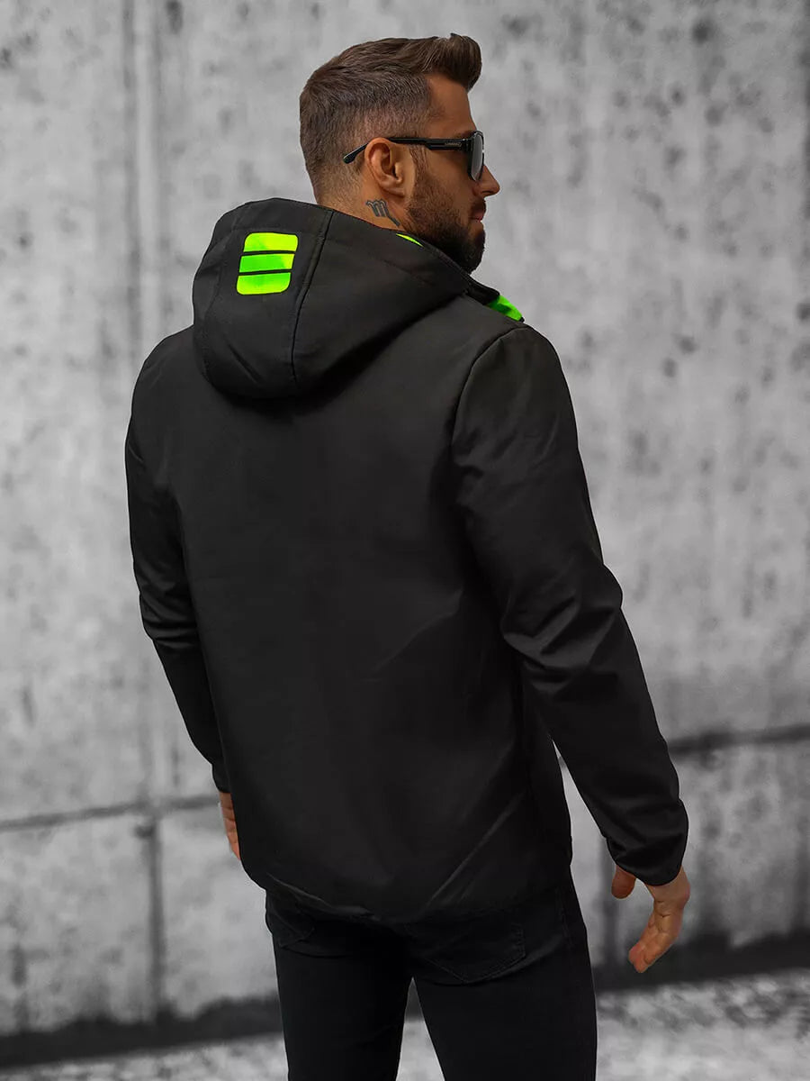 Black men's jacket with green details Ero