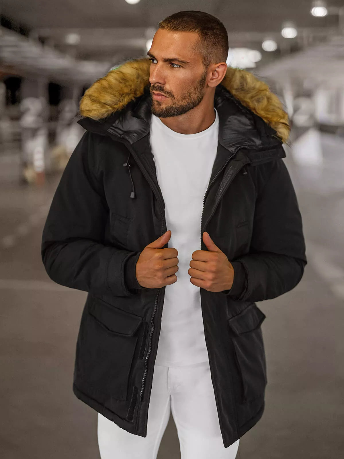Black men's winter jacket Anton