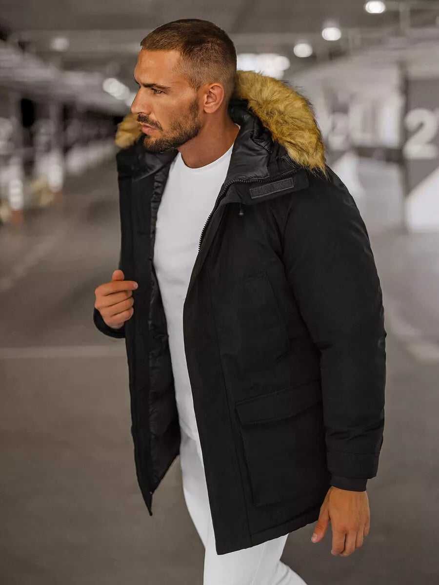 Black men's winter jacket Anton