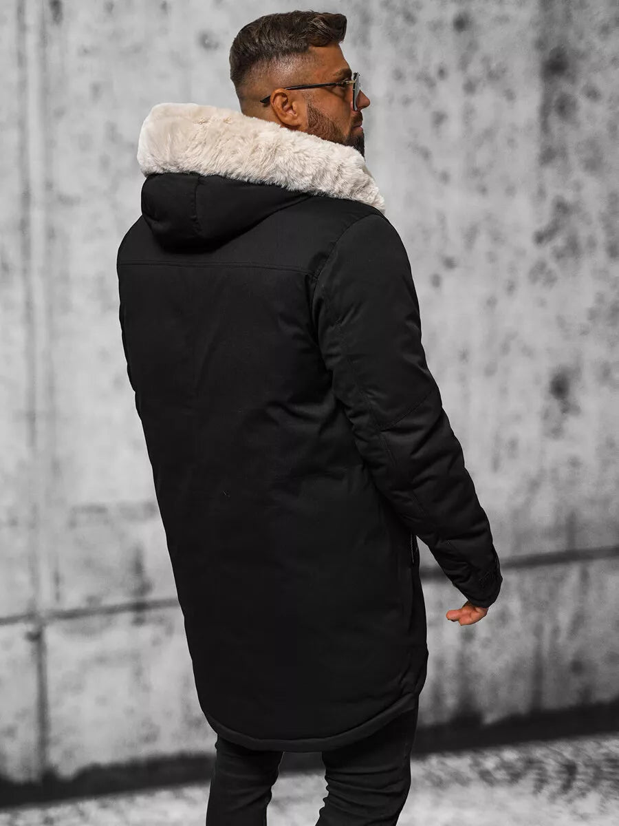 Men's black winter jacket with fur Eget