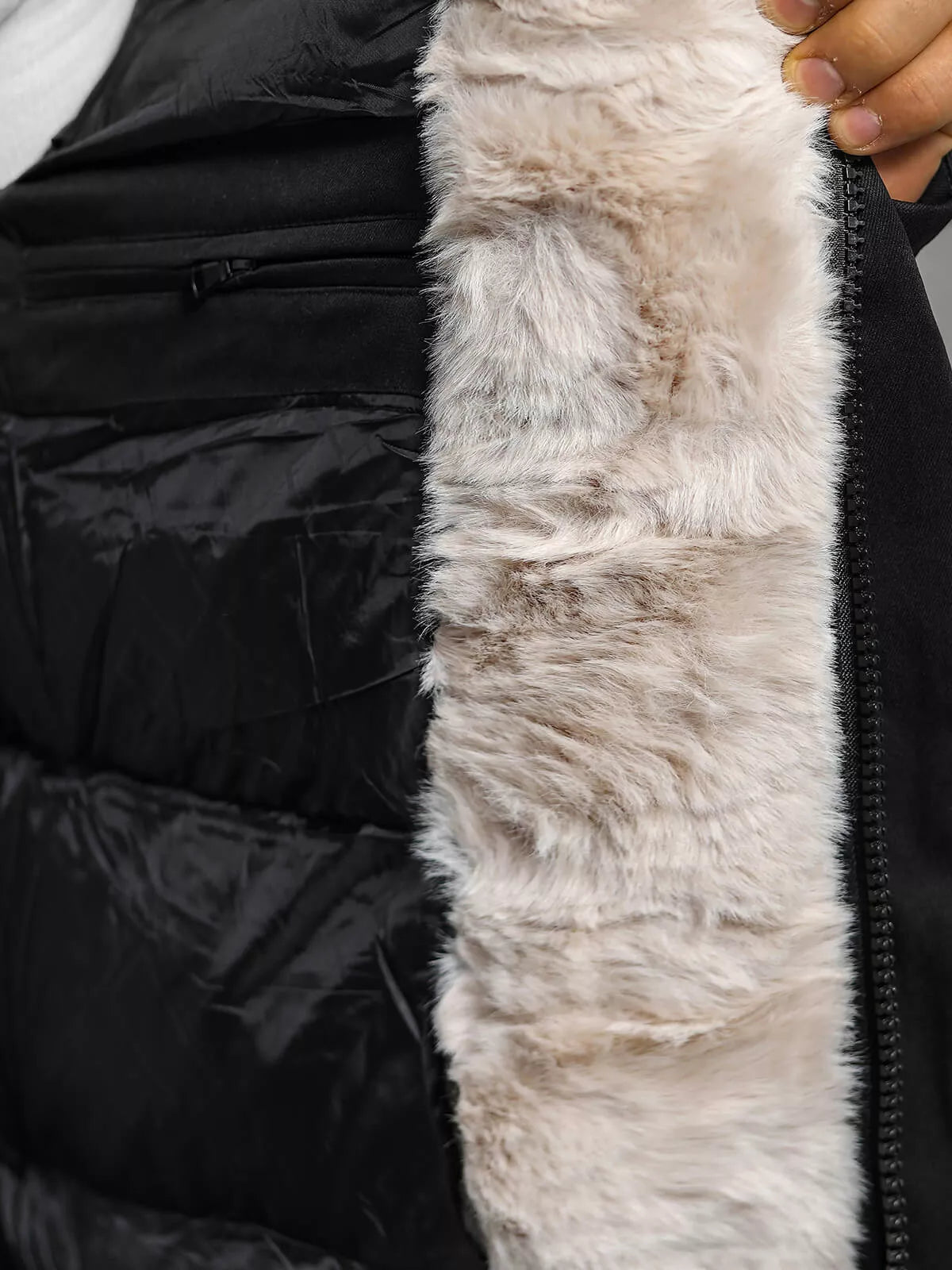 Men's black winter jacket with fur Eget