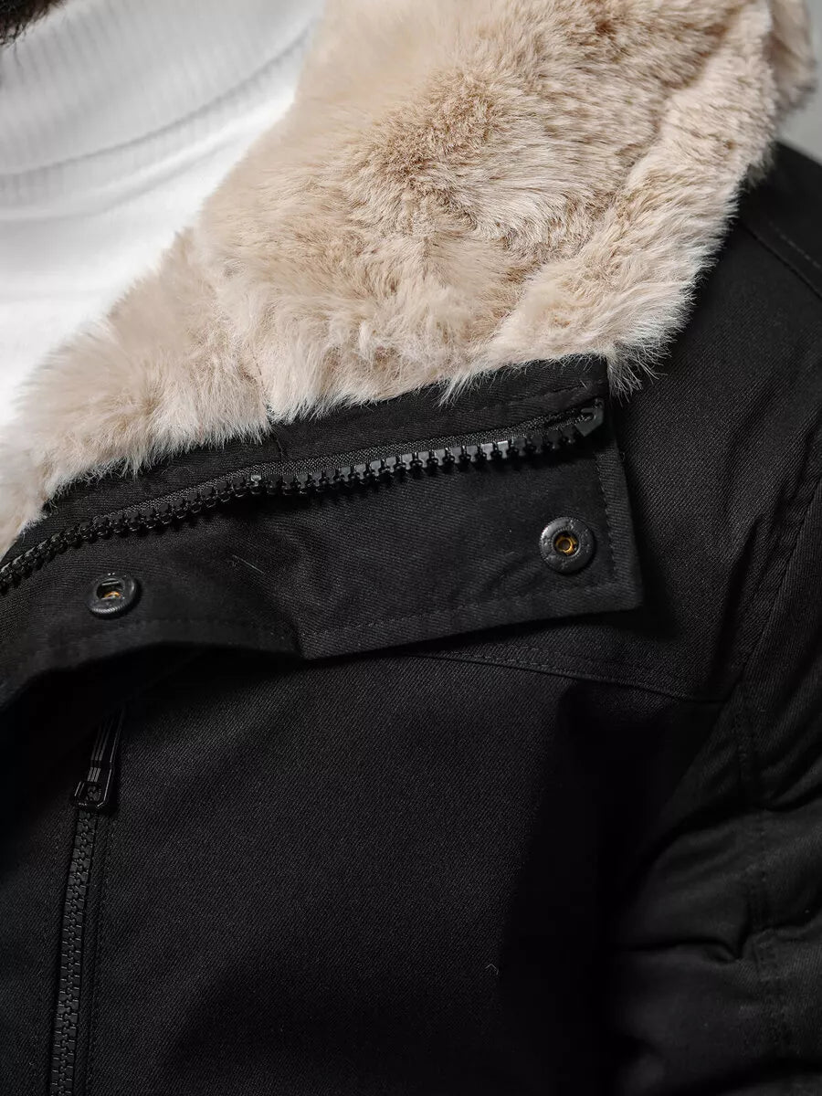 Men's black winter jacket with fur Eget