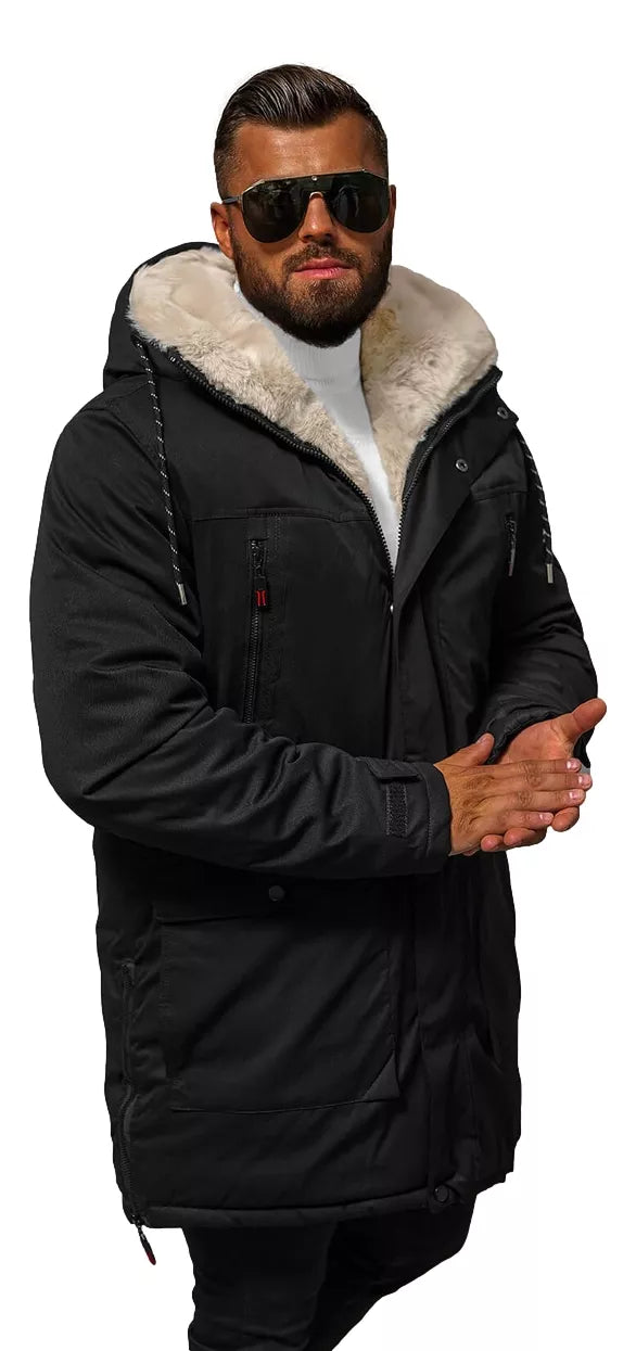 Men's black winter jacket Optin