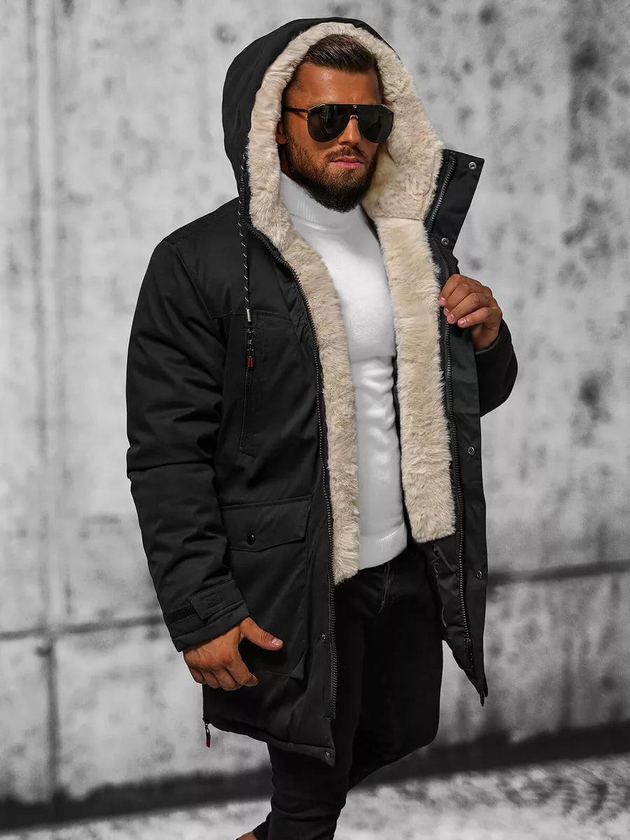 Men's black winter jacket Optin