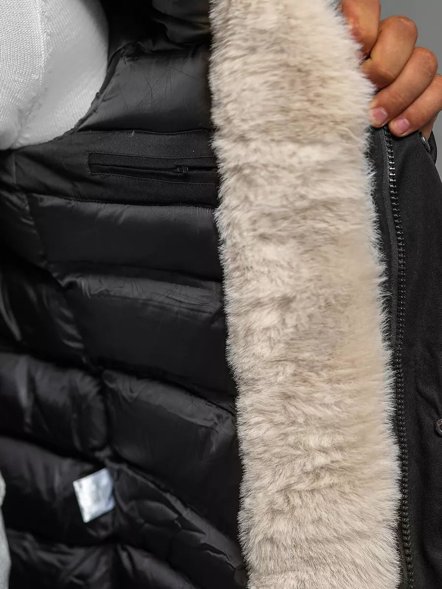 Men's black winter jacket Optin