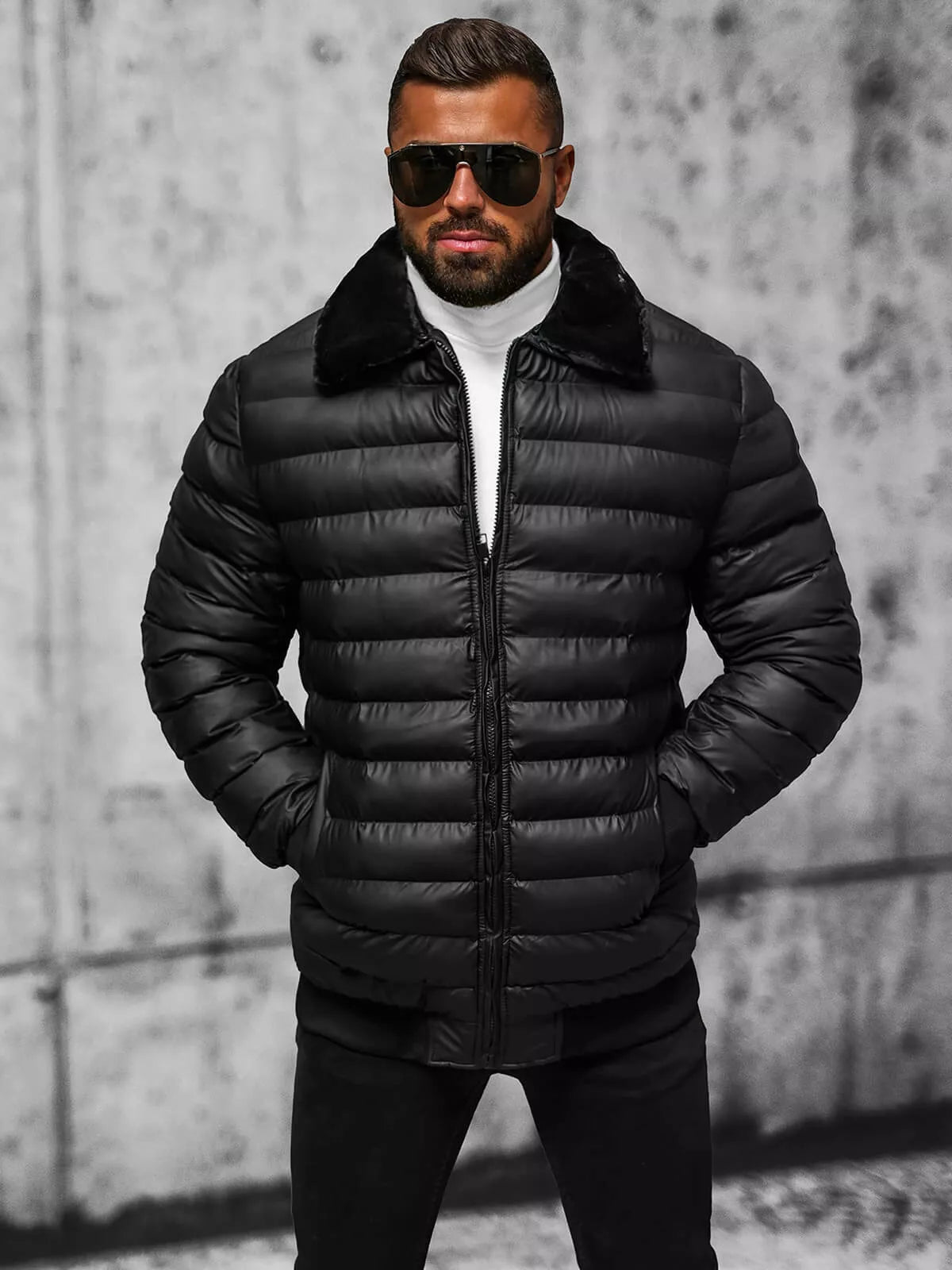 Men's black winter jacket Star