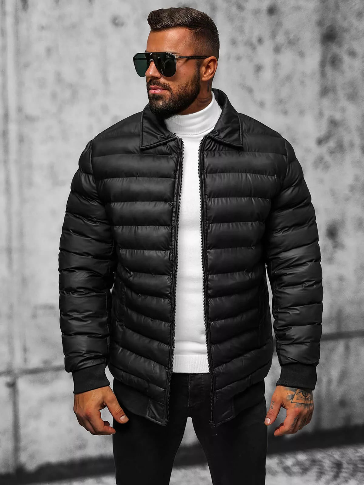 Men's black winter jacket Star