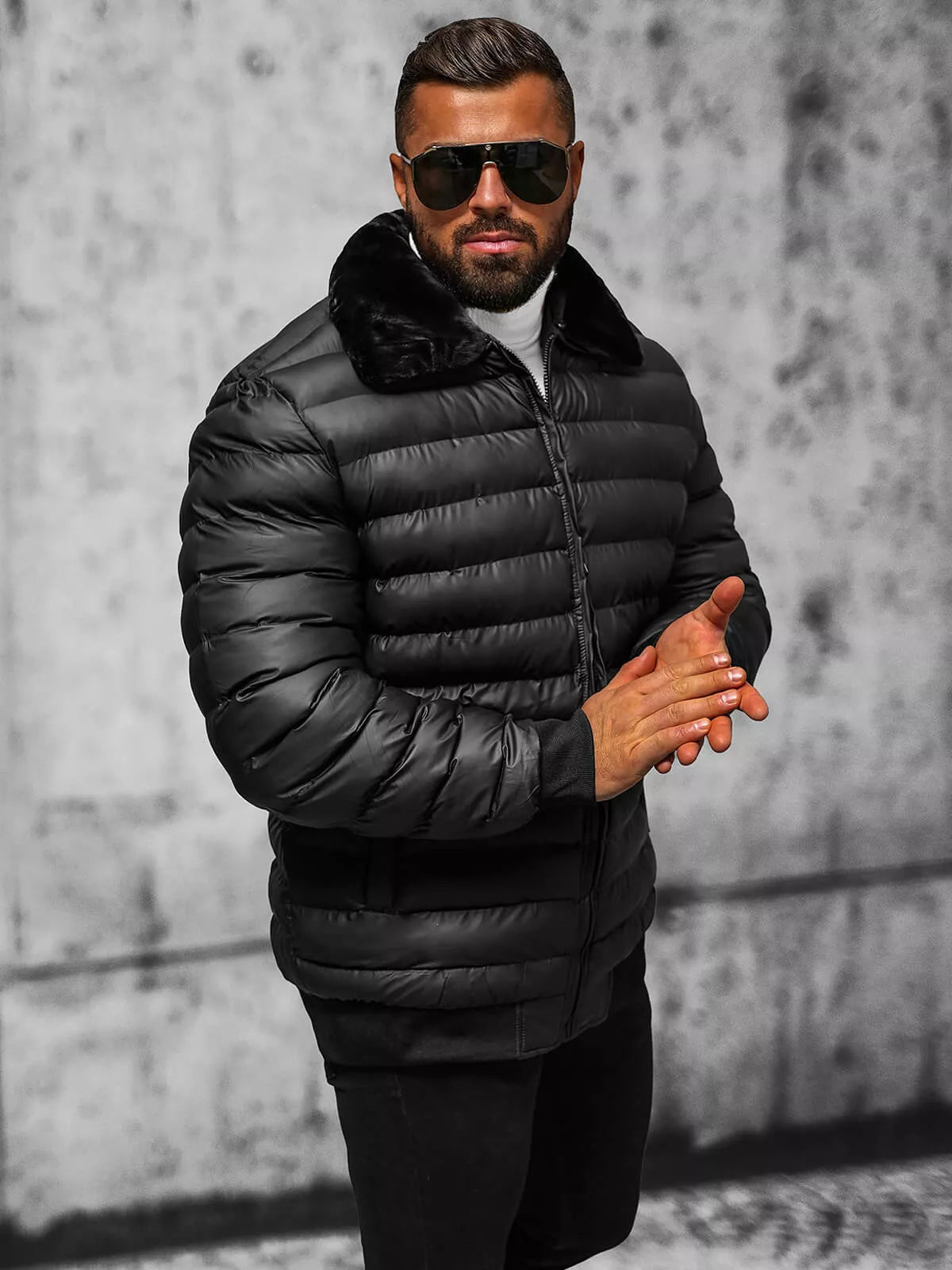 Men's black winter jacket Star