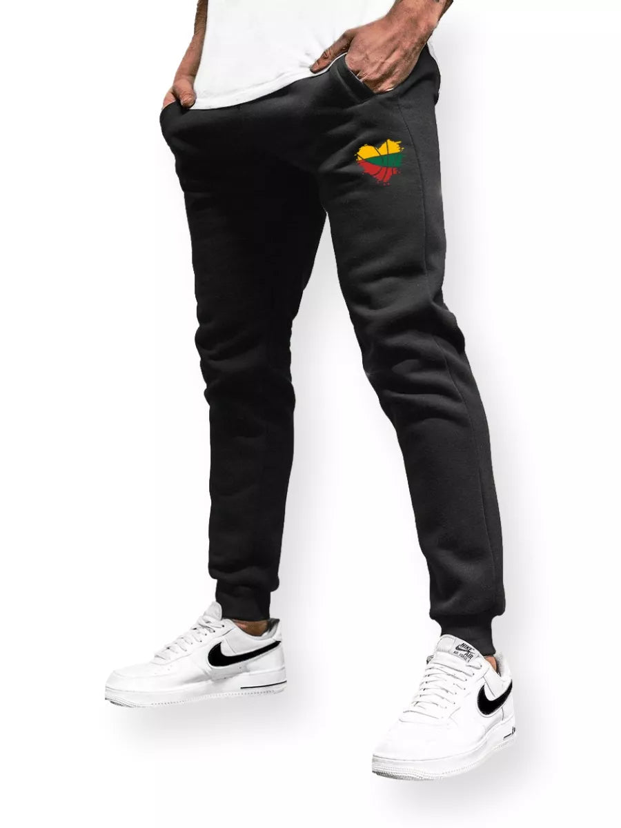 Men's black casual pants LTU heart