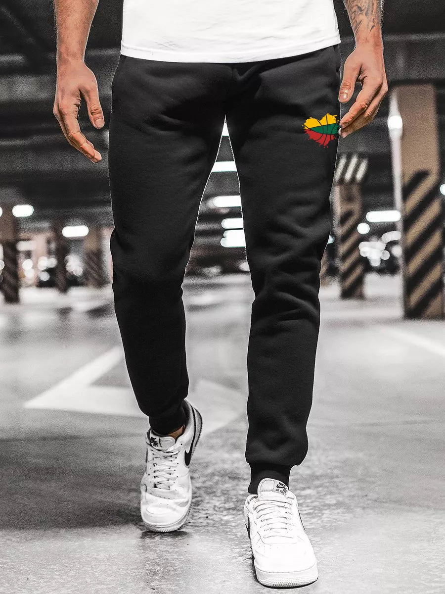 Men's black casual pants LTU heart