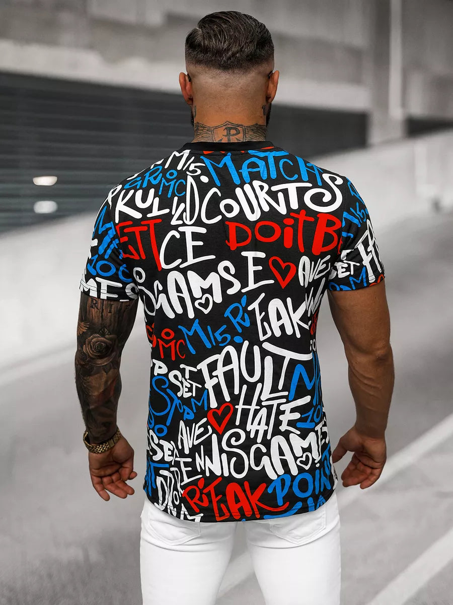 Men's black T-shirt with print Bett