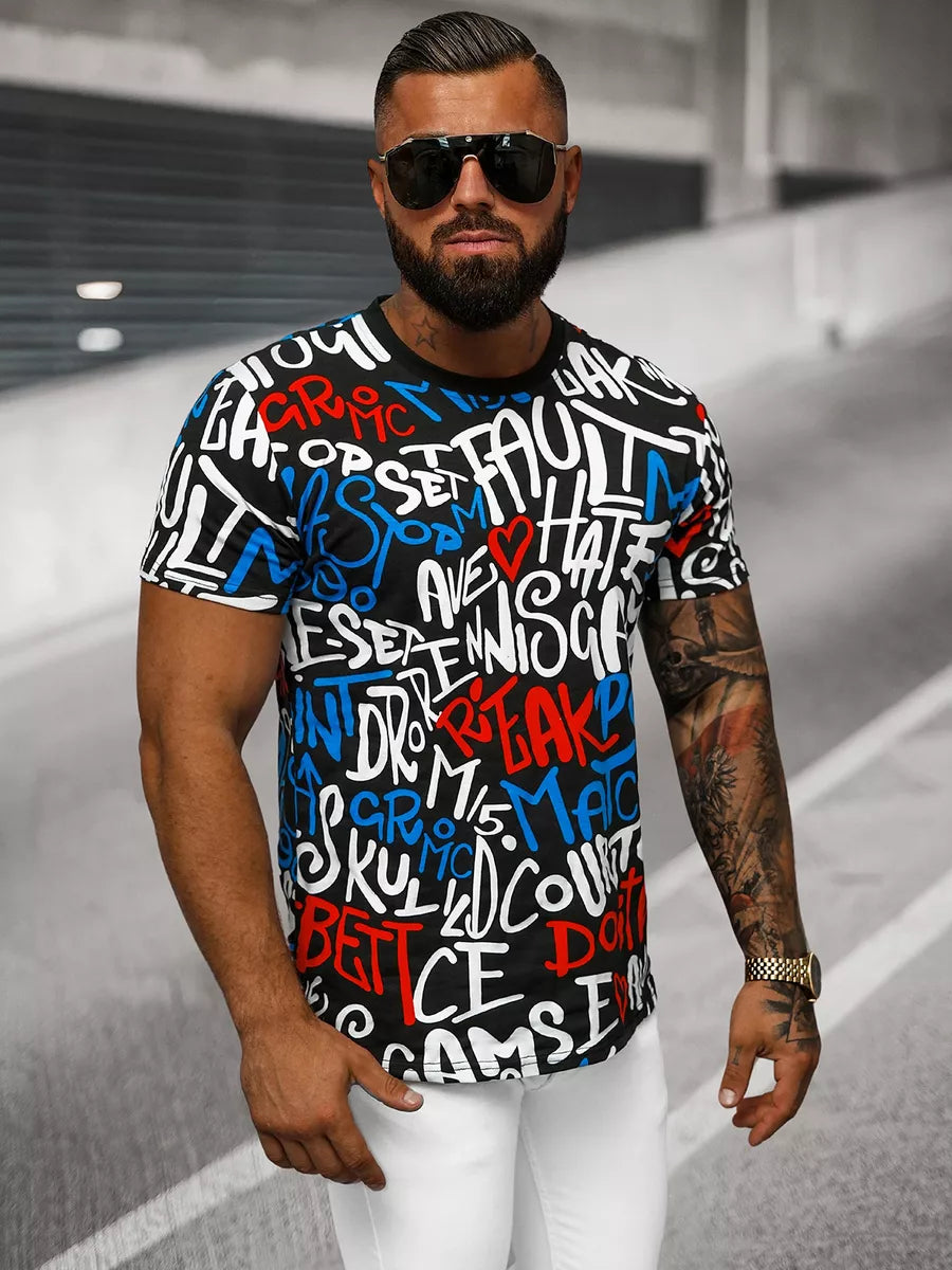 Men's black T-shirt with print Bett