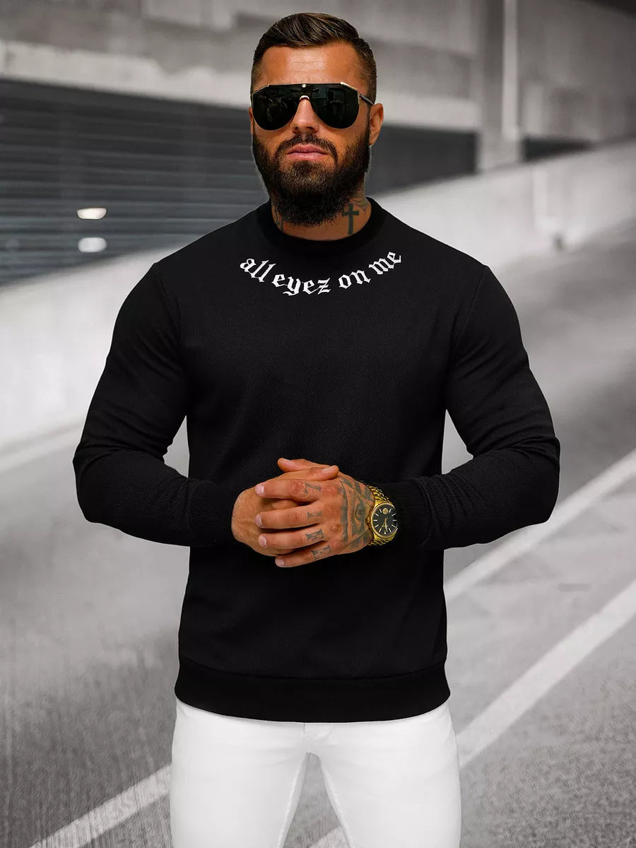 Men's black sweater All eyes on me