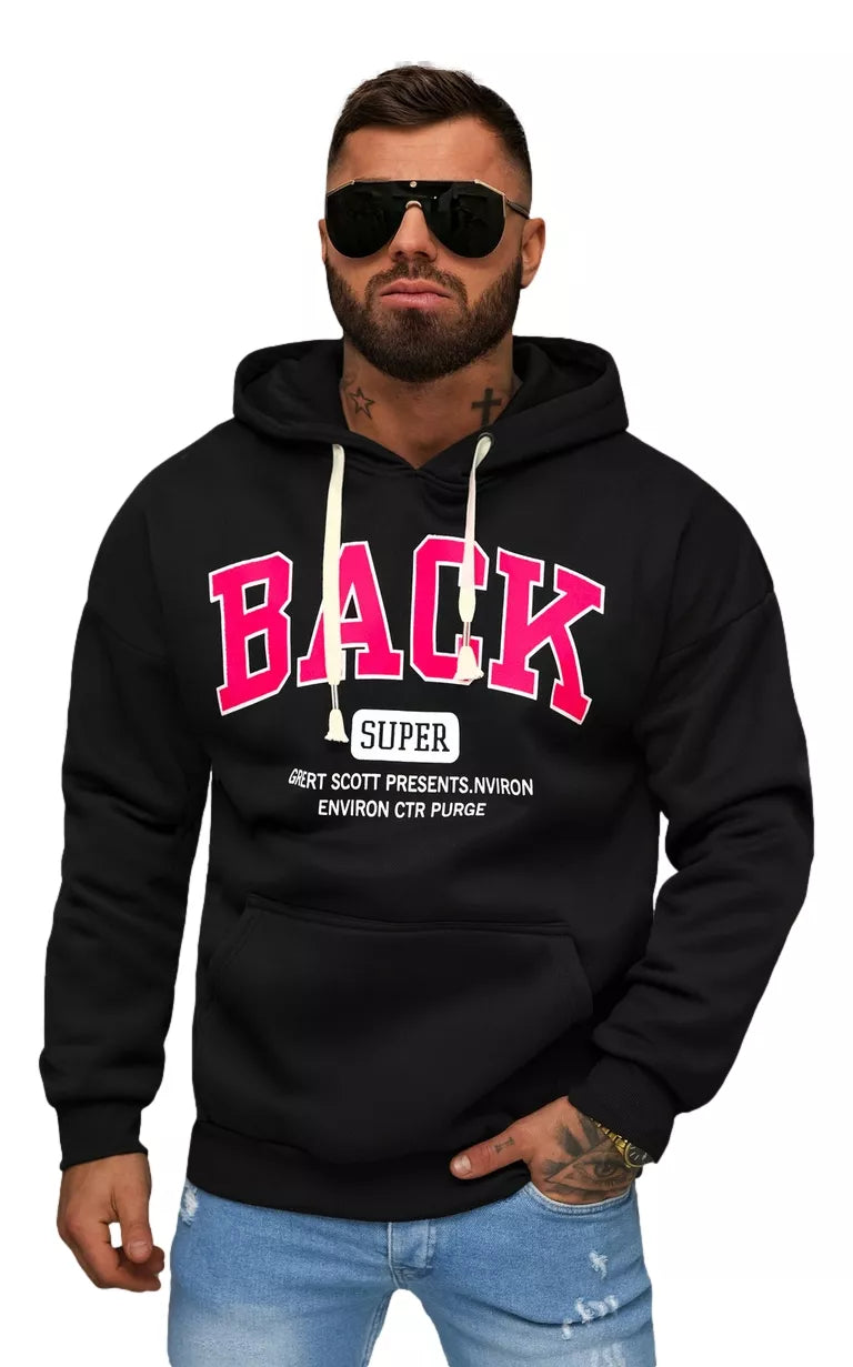 Men's black hoodie Back