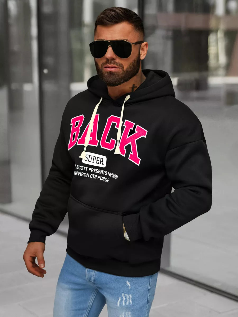 Men's black hoodie Back