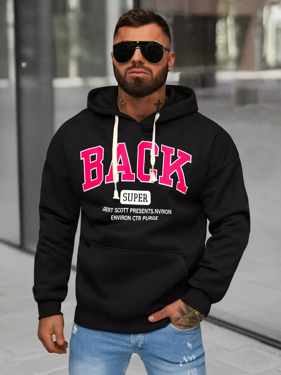 Men's black hoodie Back