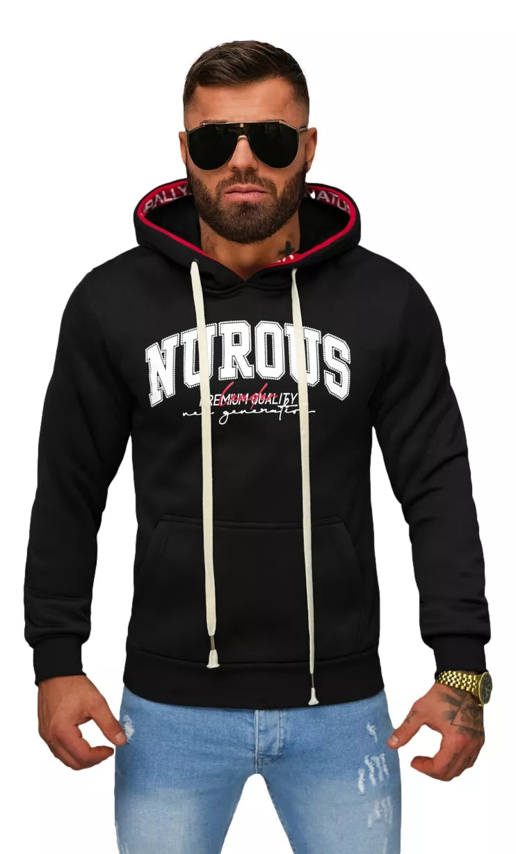 Men's black sweatshirt with a hood Nurous